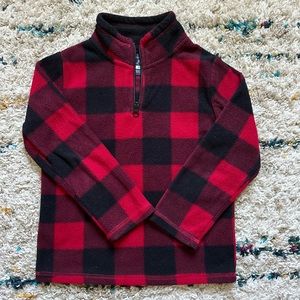 The Children’s Place Red & Black Buffalo Plaid 1/4 Zip Fleece Pullover 5T
